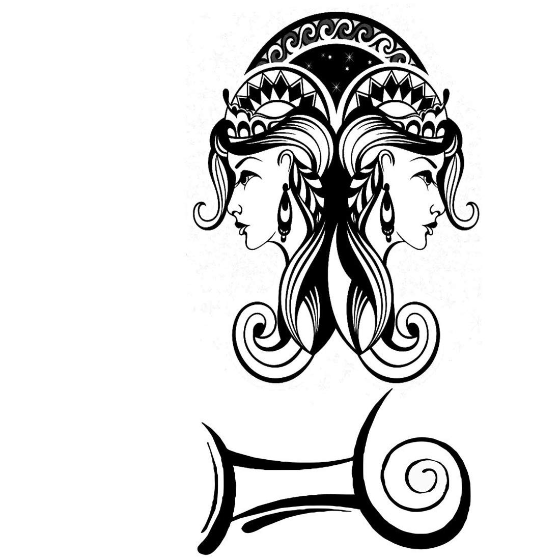 Gemini zodiac symbol isolated on white background. Brush stroke Gemini  zodiac sign. Hand drawn vector illustration Stock Vector | Adobe Stock