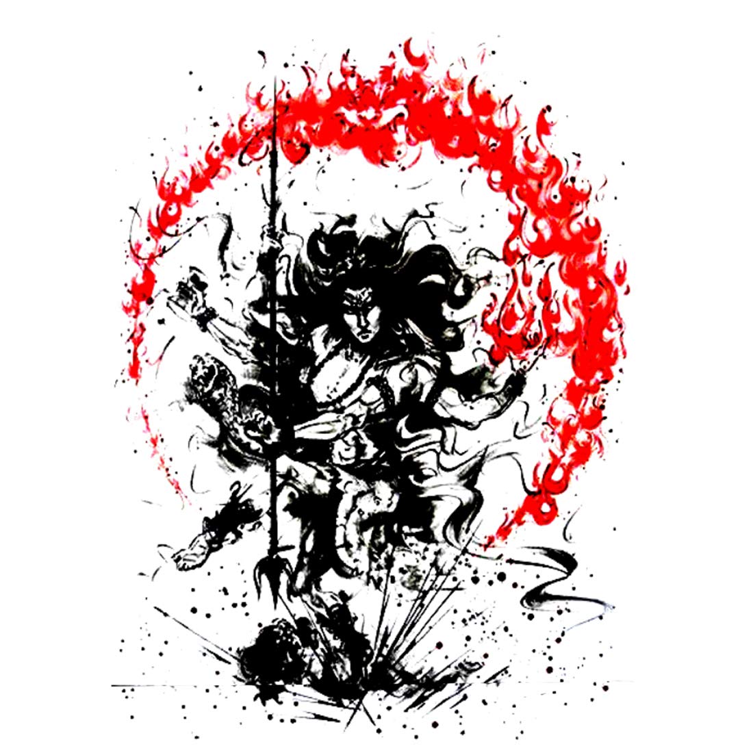 Temporary Tattoowala Angry lord shiva Temporary Tattoo Waterproof For Girls Men Women