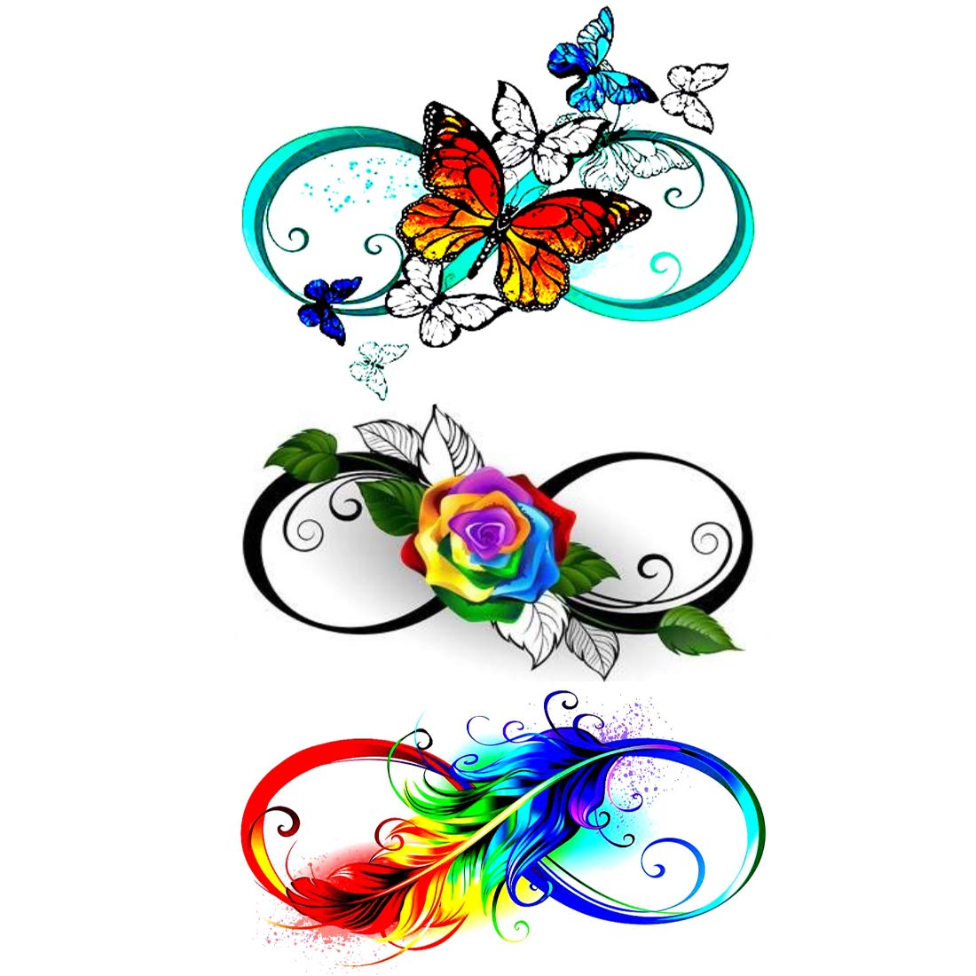 Temporary Tattoowala Rainbow Infinity Men and Women Waterproof Temporary Body Tattoo