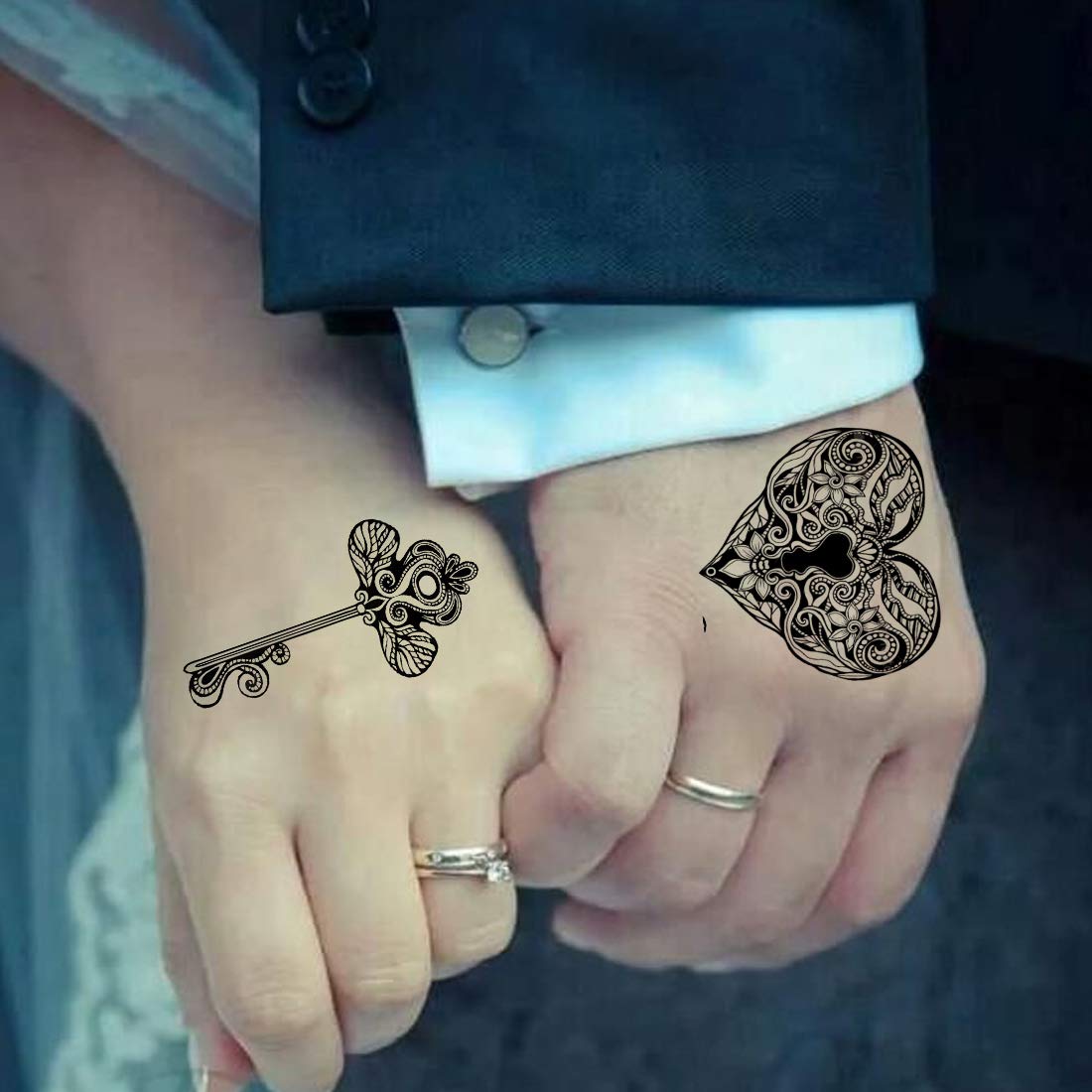 Lock Key Couple Body Tattoo Waterproof Male and Female Temporary Body Tattoo - Temporarytattoowala