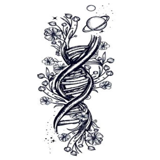 Temporary Tattoowala DNA Drawing with Flowers Tattoo Men and Women Waterproof Temporary Body Tattoo