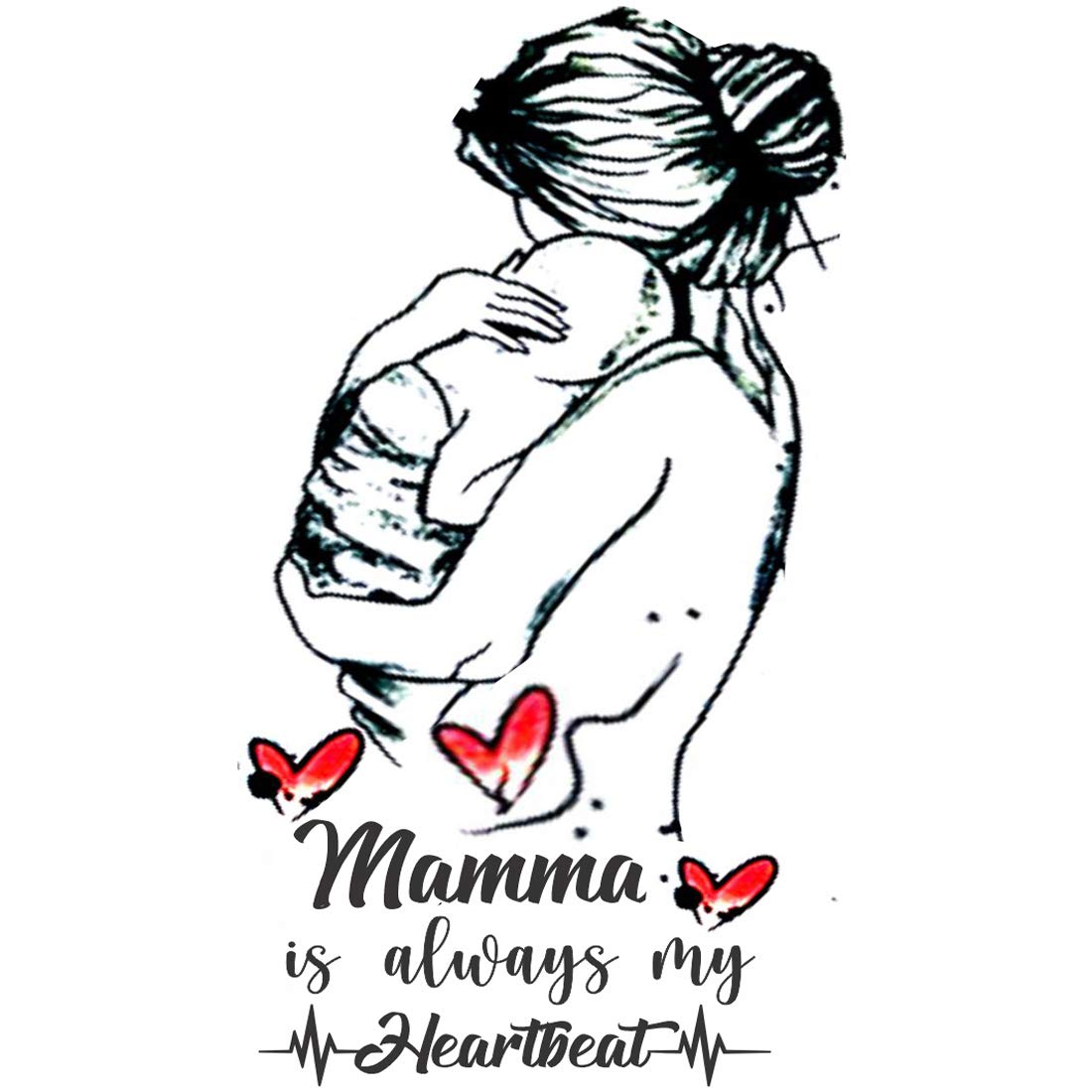Temporary Tattoowala Mamma is always My Heart (Maa) Men and Women Waterproof Temporary Body Tattoo