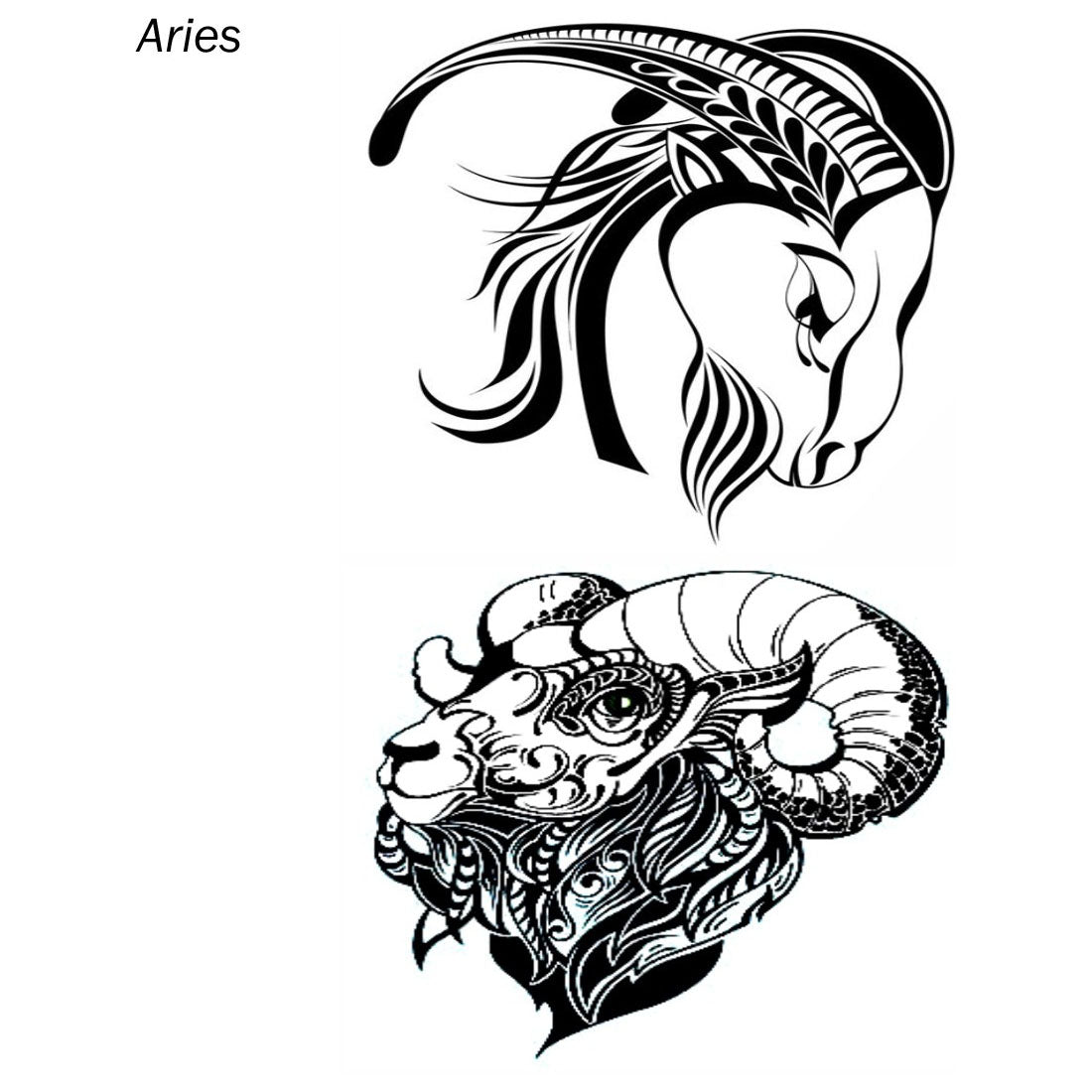 Aries Zodiac Sign Tattoo Style Stock Vector - Illustration of signsymbol,  style: 122845456