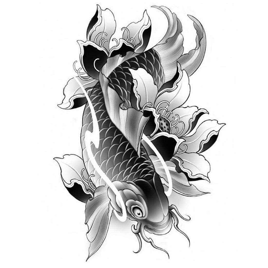 Fish Tattoo Waterproof Male and Female Temporary Body Tattoo - Temporarytattoowala