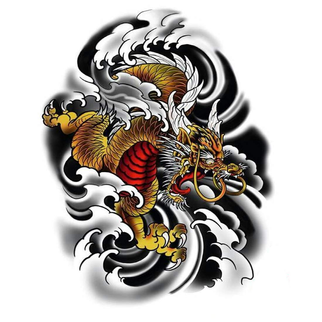 Angry Dragon Tattoo Waterproof Male and Female Temporary Body Tattoo - Temporarytattoowala