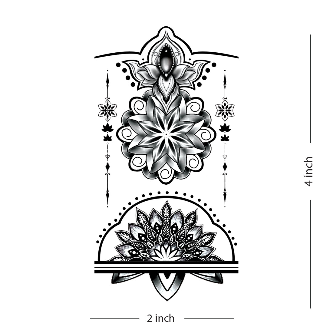 Floral Mandala Tattoo Flower Waterproof For Men and Women Temporary Tattoo