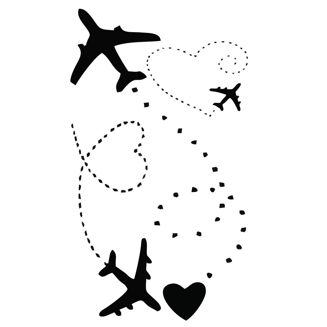 Flying Airplane Love Heart Temporary Body Tattoo Waterproof For Girls Men Women - Temporarytattoowala