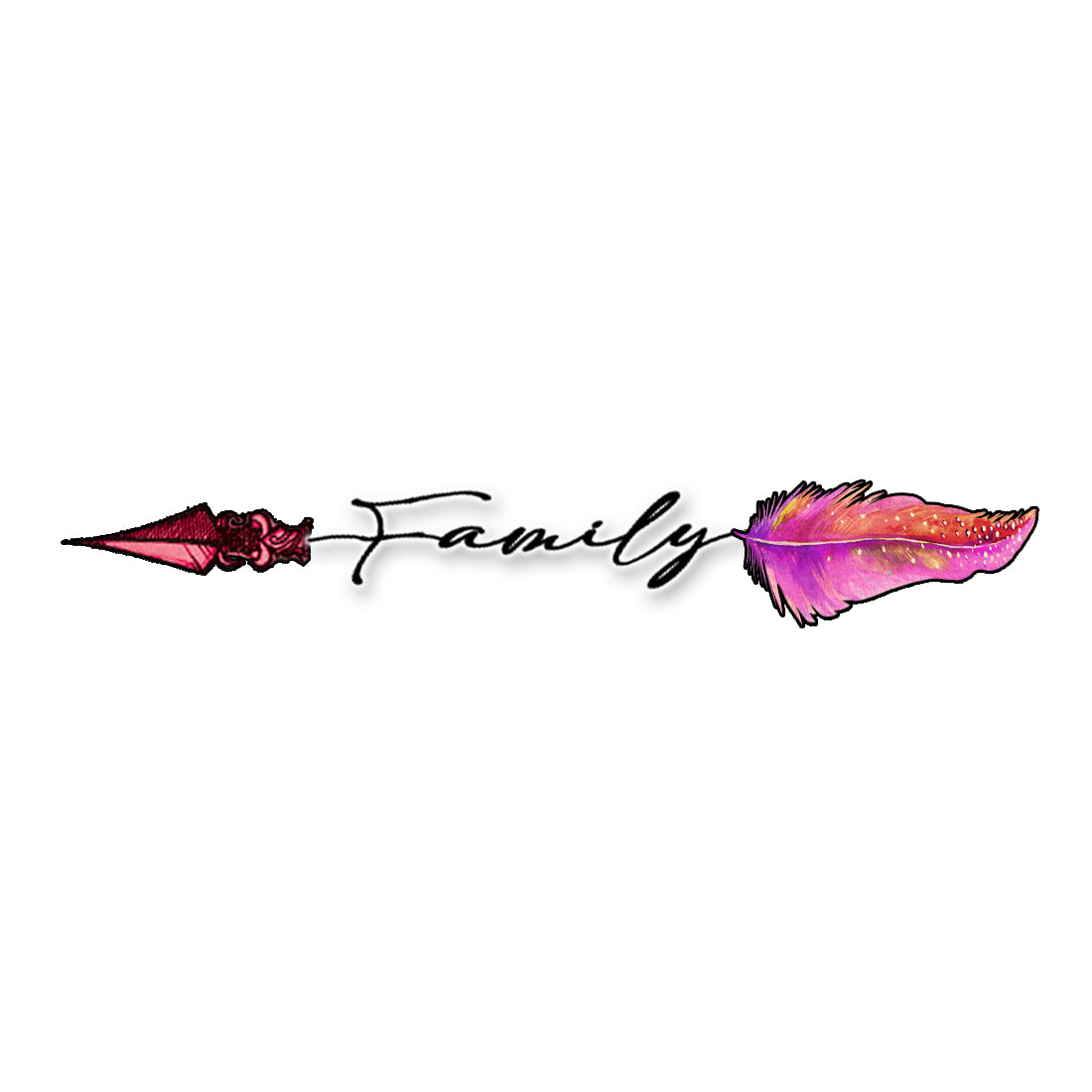 Family with Arrow Feather All Body Temproary Body Tattoo Men and Women