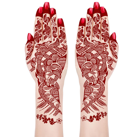 Full hand henna tattoo Design both hand (one pair) feel realistic mehndi color on hand