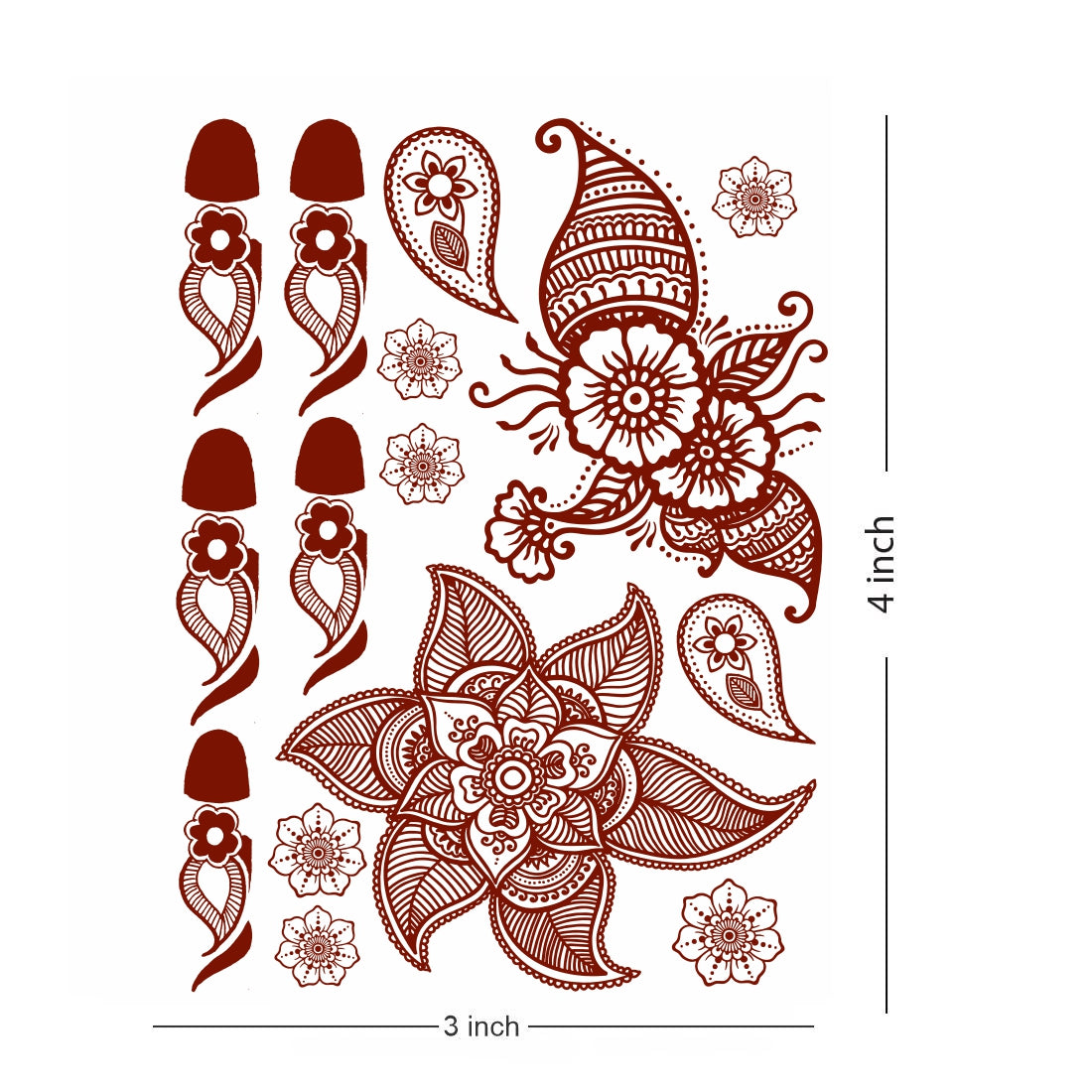 Full Hand Mehndi Flower Design Tattoo Waterproof For Women Temporary Tattoo
