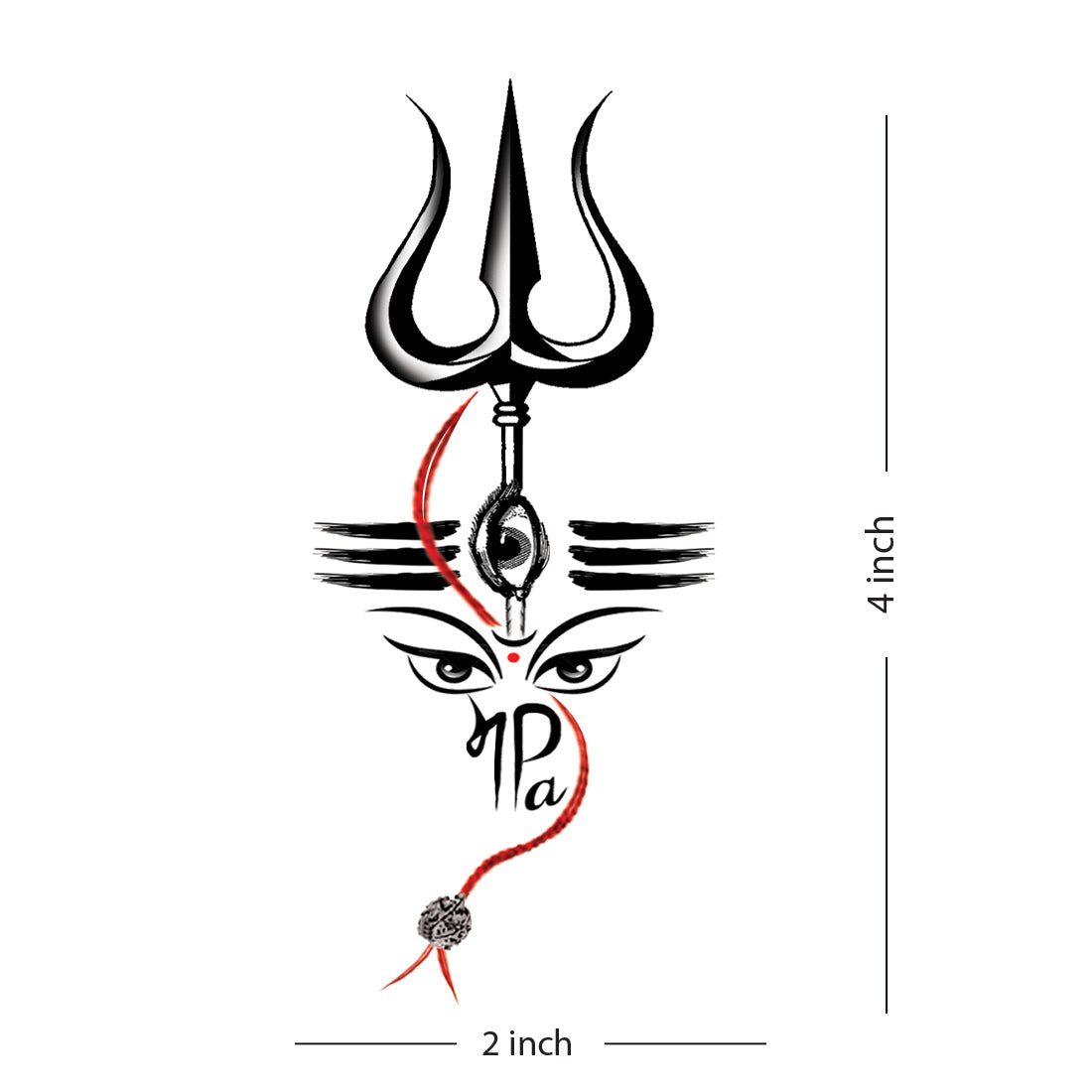 Lord Trishul with Maa Paa Tilak Tattoo Waterproof For Boys and Girls Temporary Body Tattoo