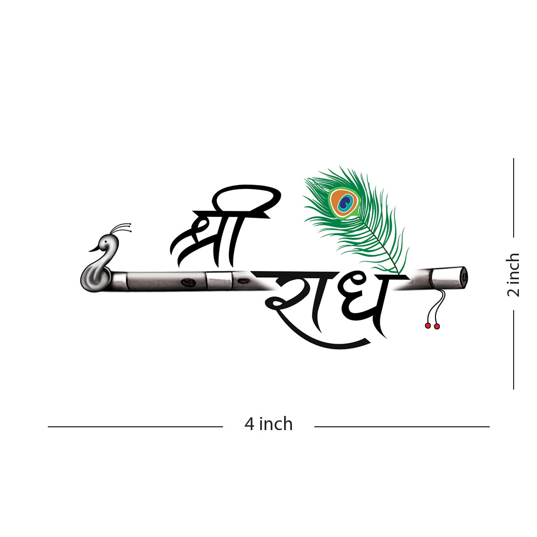 Shri Radhe with Krishna Flute Temporary Tattoo Waterproof For Boys and Girls Temporary Body Tattoo