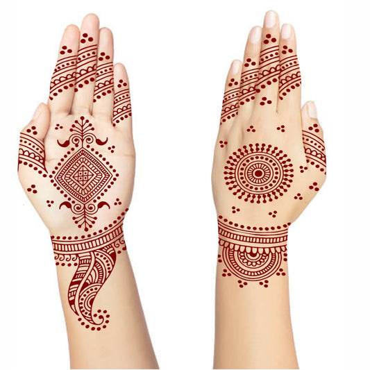 Mandala with Henna Both Side Tattoo Waterproof For Girl Sticker