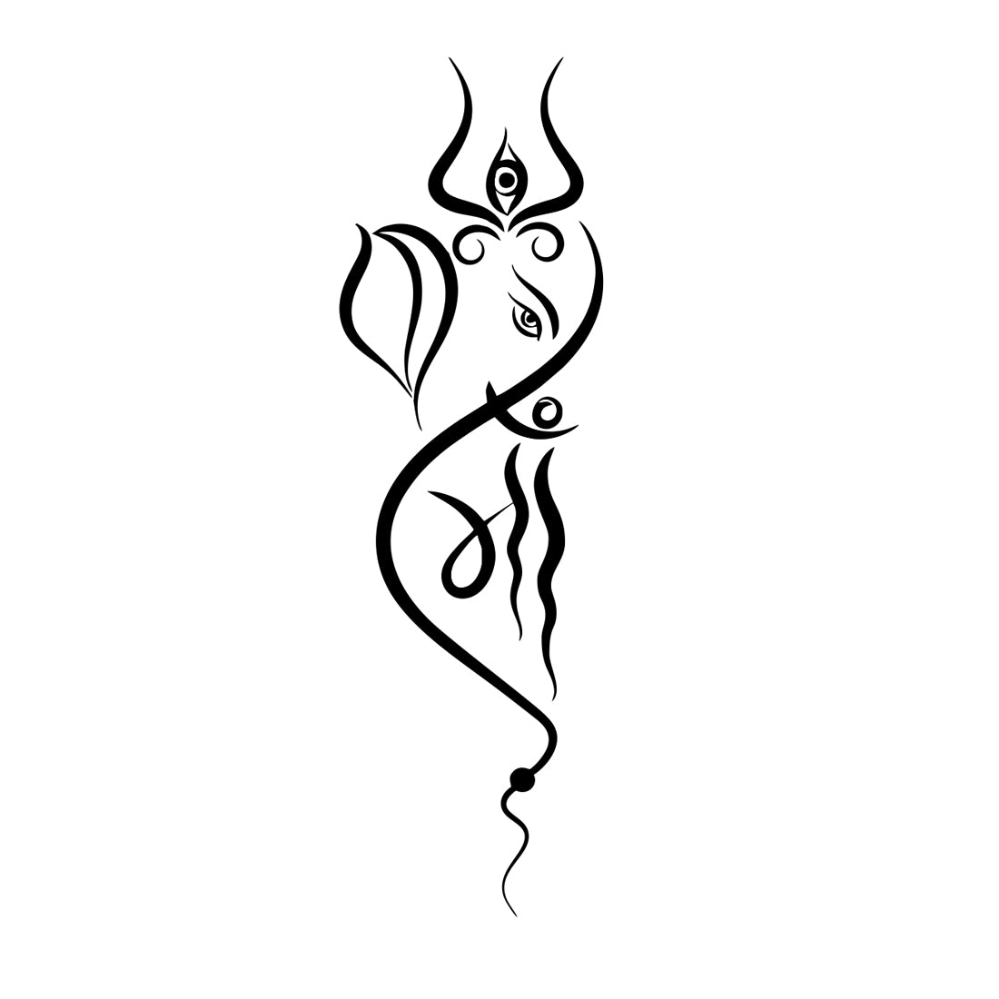 Trishul with Ganesha Maa Gods Temporary Body Tattoo Waterproof Black