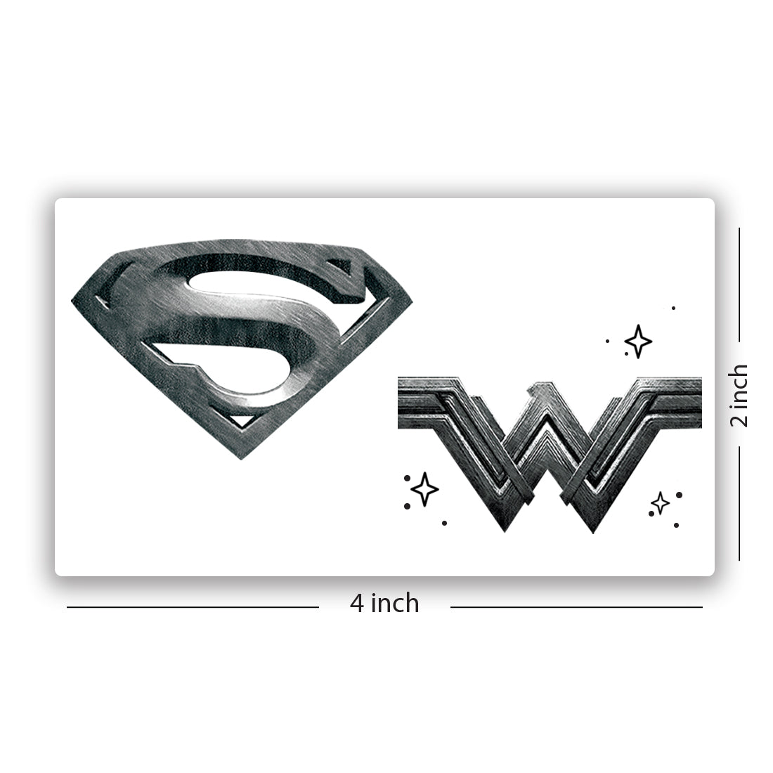 Superman and Wonder Woman Power Tattoo Waterproof Temporary Body Tattoo