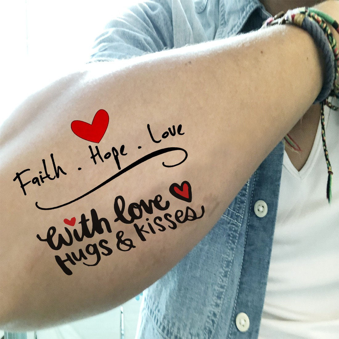 Faith Love Tattoo and Minnie Mouse Tattoo Waterproof For Men and Women Temporary Body Tattoo - Temporarytattoowala