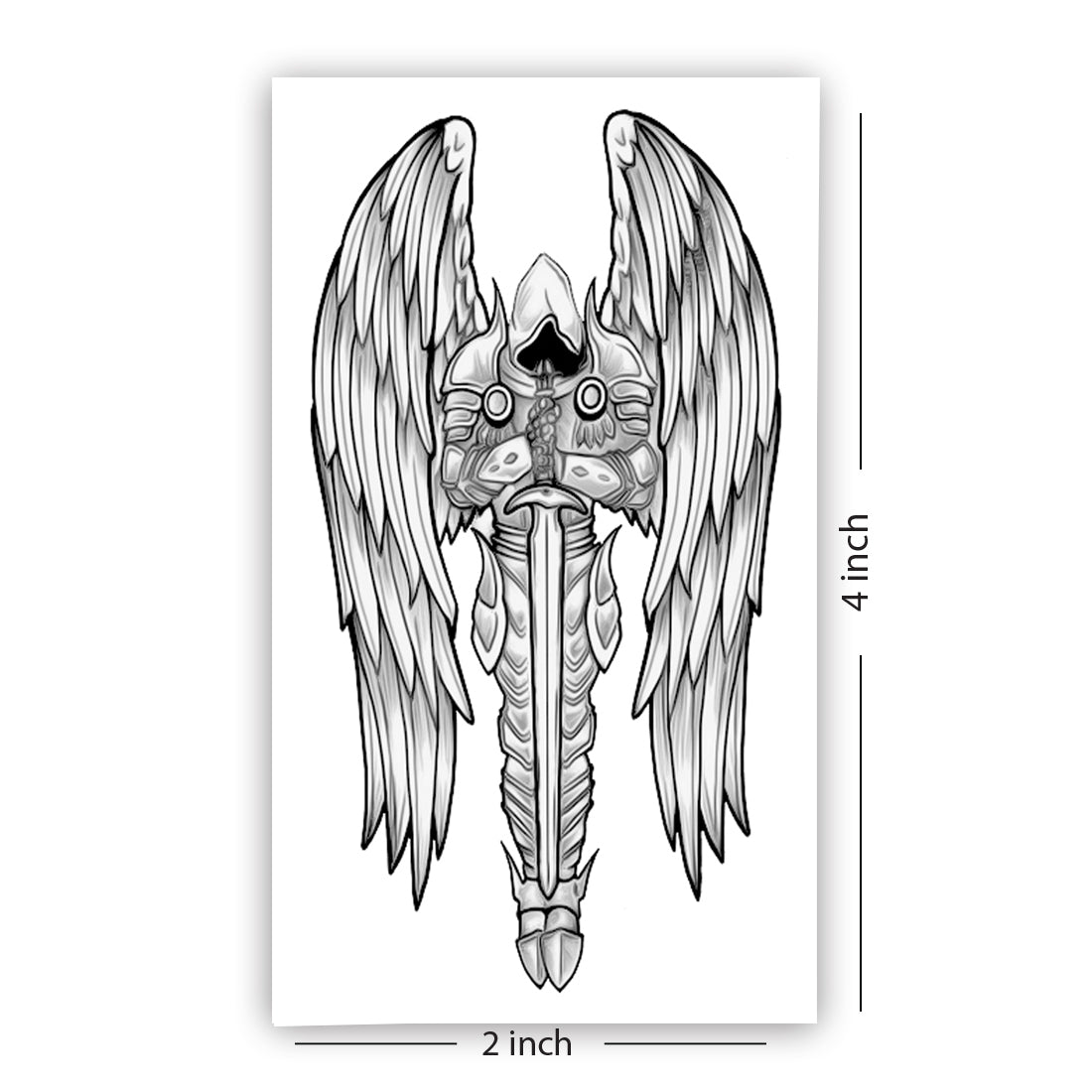 Wings with Sword Tattoo Waterproof Men and Women Temporary Tattoo