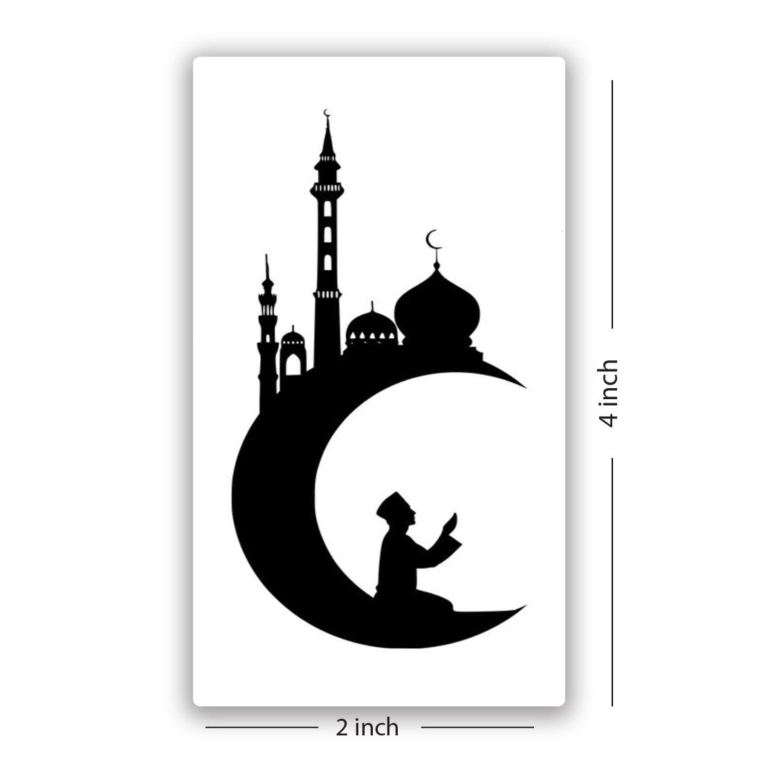 Islamic Half Moon With Mosque Temporary Waterproof Tattoo For Men and Women