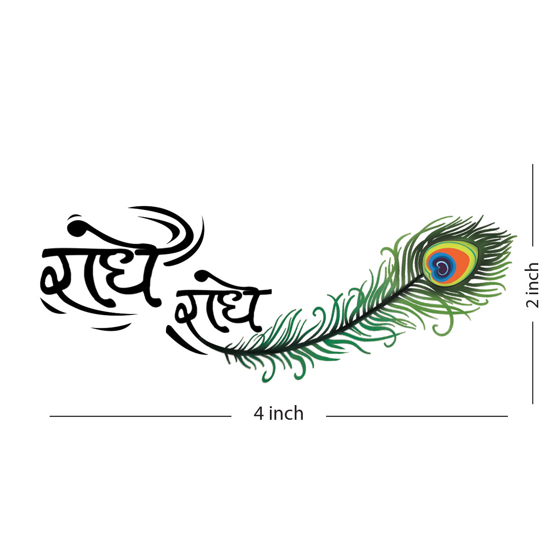 Radhe Radhe with Peacock Feather New Temporary Tattoo Waterproof For Boys and Girls Temporary Body Tattoo