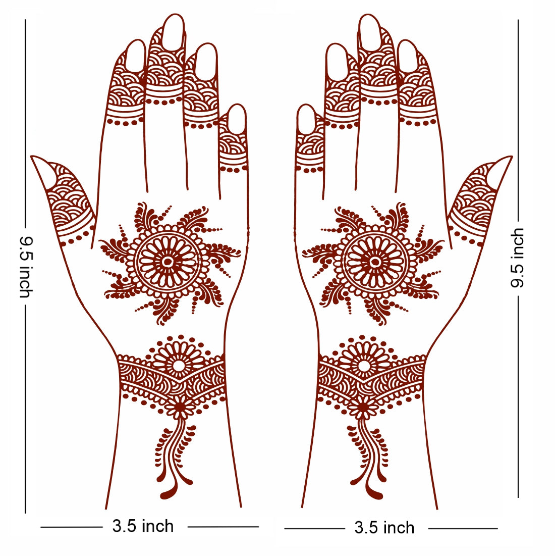 Full Hand Henna Tattoo Both Hand Realistic mehndi color on hand For Women