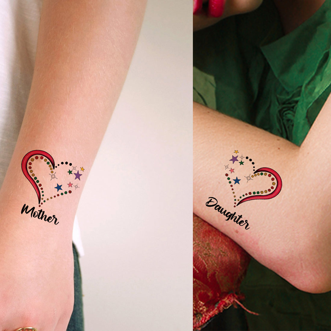 Daughter and Mother Tattoo Heart Waterproof For Men and Women Temporary Body Tattoo