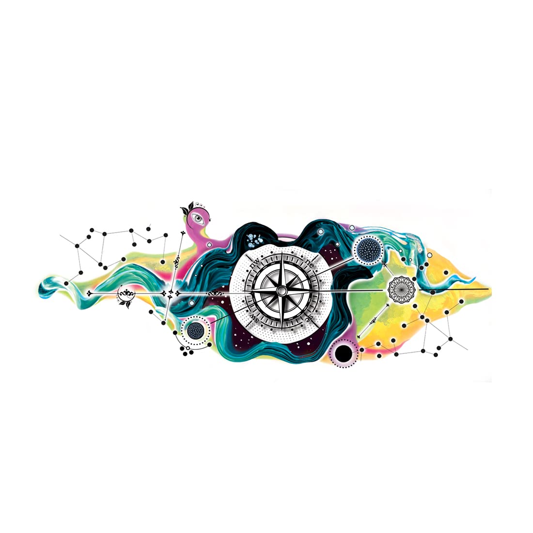 Compass Multi Tattoo Waterproof For Male and Female Temporary Body Tattoo