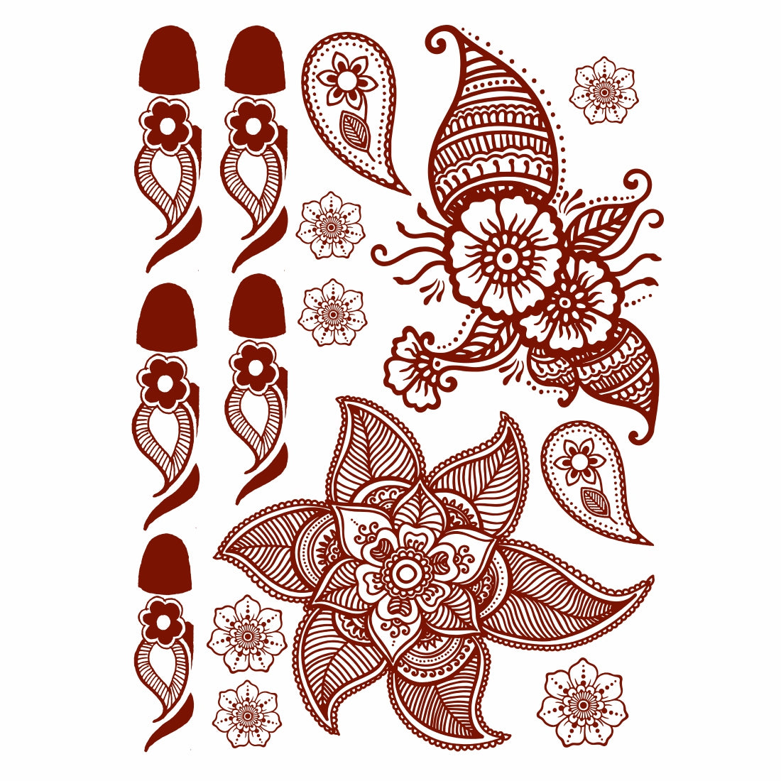 Full Hand Mehndi Flower Design Tattoo Waterproof For Women Temporary Tattoo