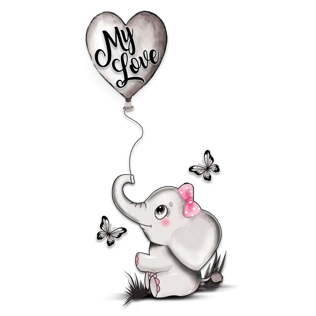 Elephant My Love Tattoo Animal Waterproof For Women Temporary Tattoo