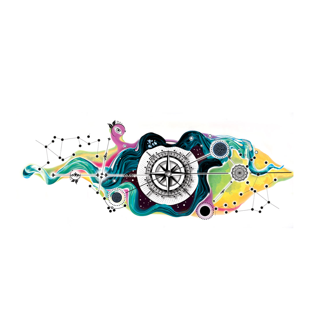 Compass New Design Temporary Tattoo Waterproof For Male and Female Temporary Body Tattoo