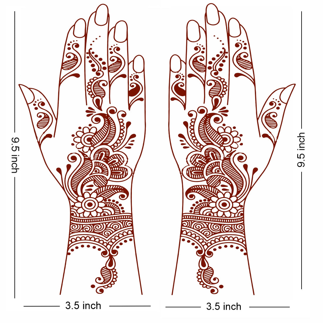 Full Hand Henna Tattoo Flower Both Hand Realistic mehndi color on hand For Women