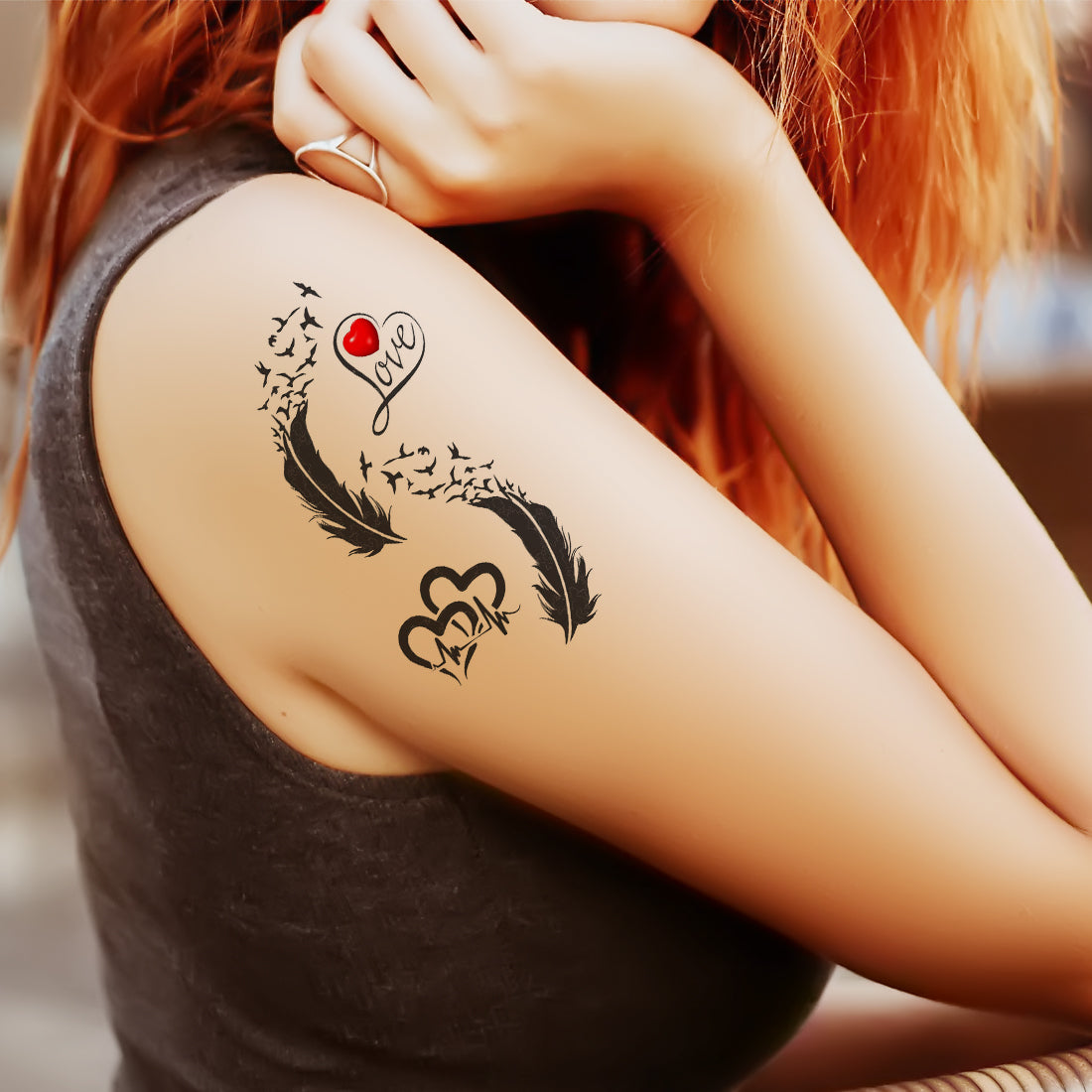 Feathers Flying Birds Tattoo Waterproof Boys and Girls Temporary Body Tattoo - Temporarytattoowala