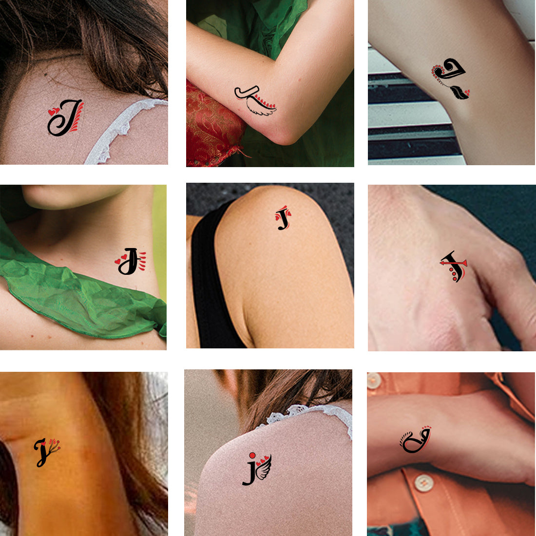 J Name Alphabet Tattoo Waterproof For Men and Women Temporary Body Tattoo