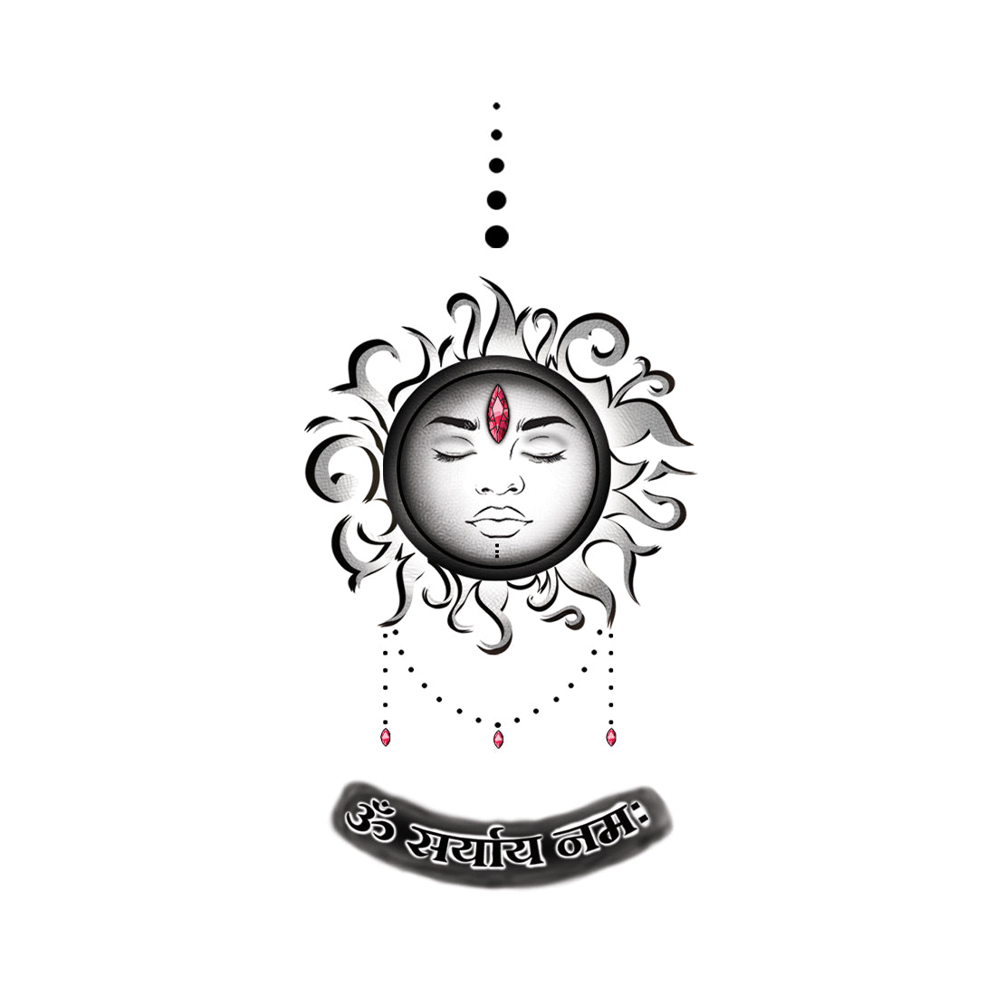 Surya Dev Mantra Design Temporary Tattoo Waterproof For Male and Female Temporary Body Tattoo