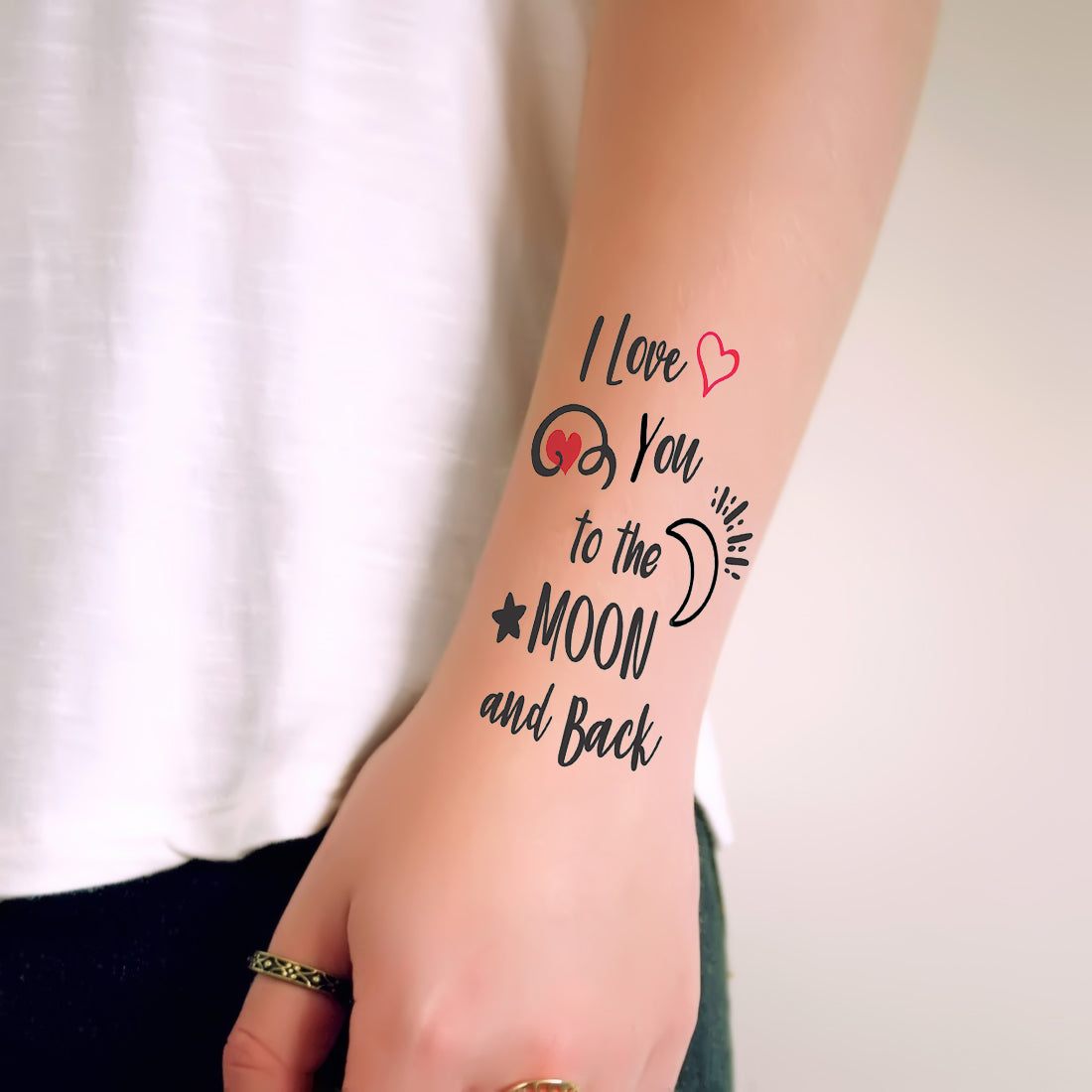 I Love You To The Moon And Back Temporary Body Tattoo Waterproof For Girls Men Women - Temporarytattoowala
