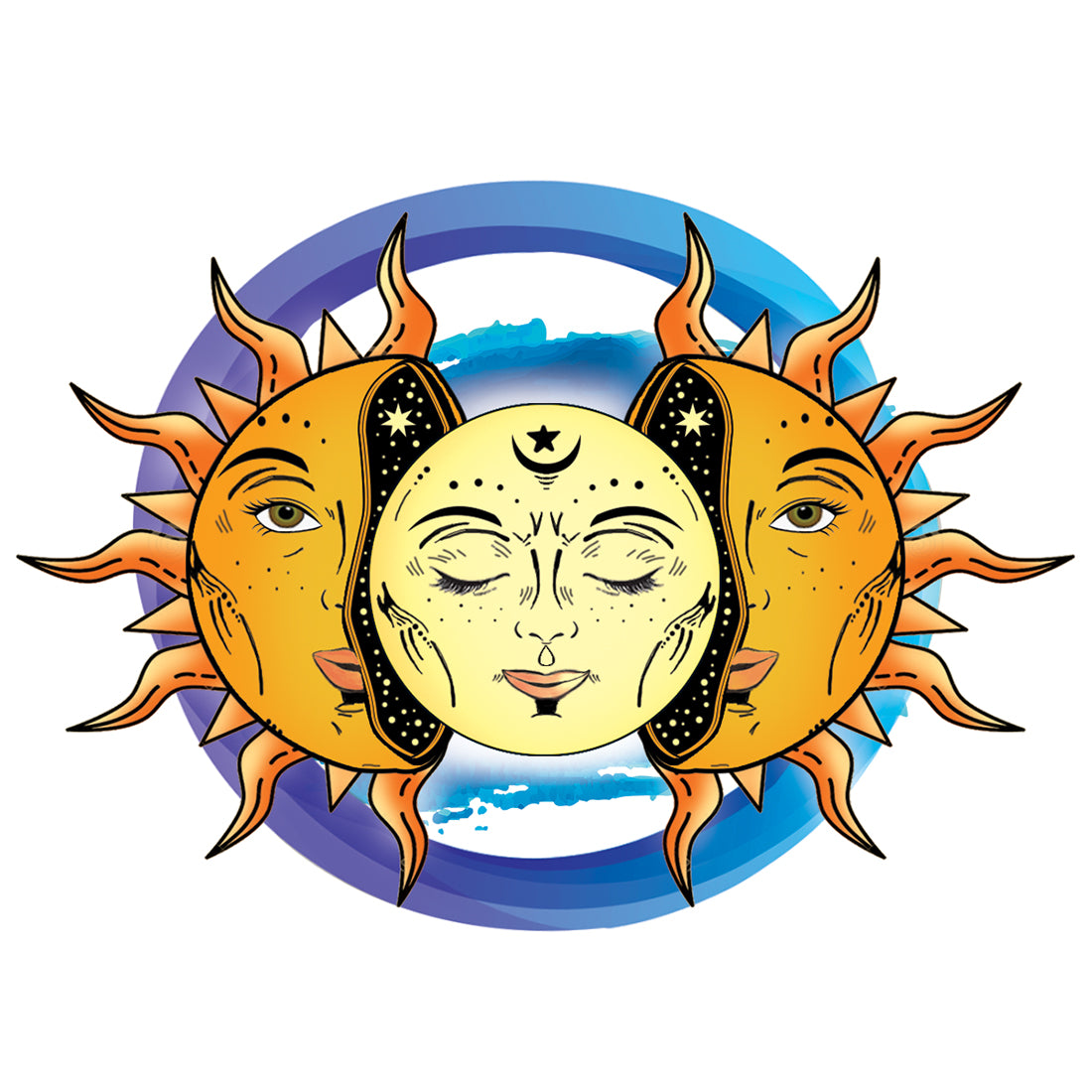 Sun and Moon Temporary Tattoo Waterproof For Male and Female Temporary Body Tattoo