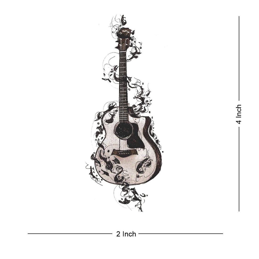 Guitar Lovers Music Tattoo Waterproof Male and Female Temporary Body Tattoo - Temporarytattoowala