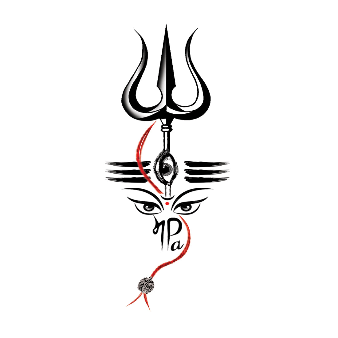 Komstec Maa Paa Black Trishul Wings Pack 4 Temporary Tattoo Waterproof 2x4  inch