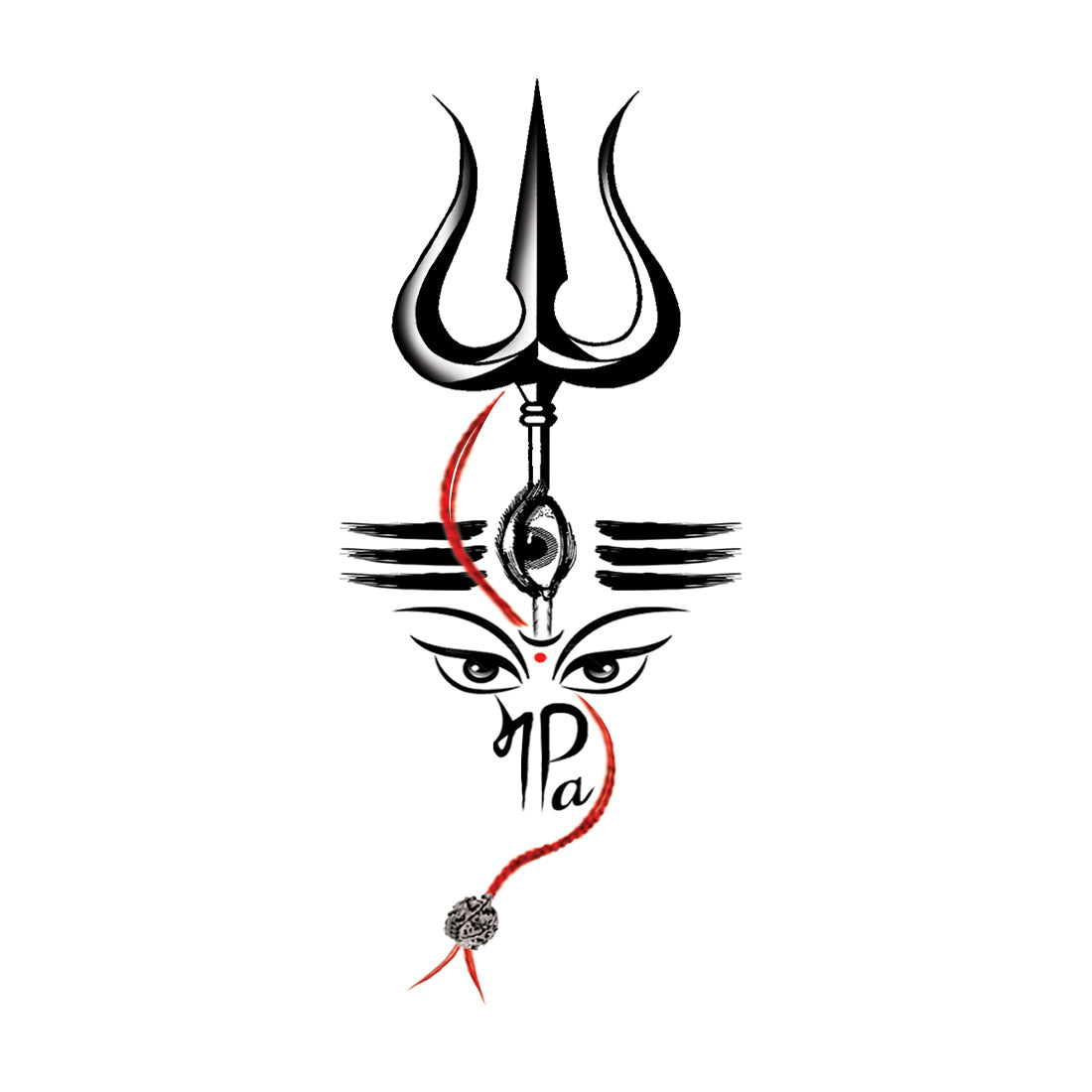 Lord Trishul with Maa Paa Tilak Tattoo Waterproof For Boys and Girls Temporary Body Tattoo