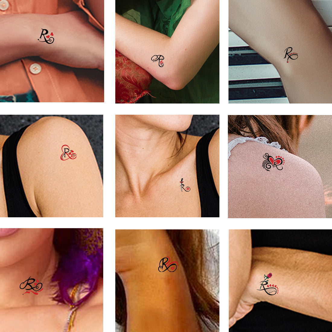 R Name Alphabet Tattoo Waterproof For Men and Women Temporary Body Tattoo