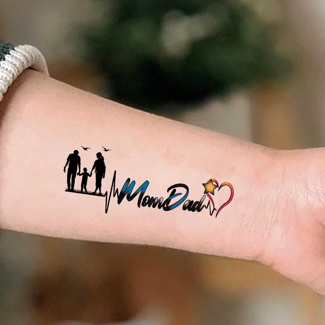Voorkoms® Mom and Dad with Heart loving Parents in 1 Tattoo with 6 Design  Waterproof Men and Women Temporary Body Tattoo : Amazon.in: Beauty