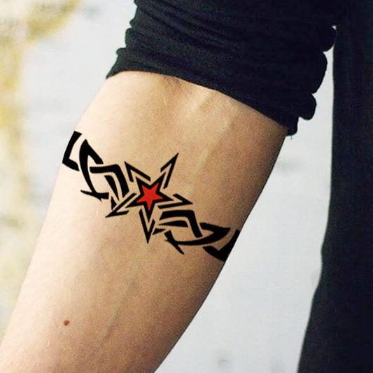 Star with Tribal Hand Band Tattoo Waterproof For Boy and Girl Temporary Body Tattoo