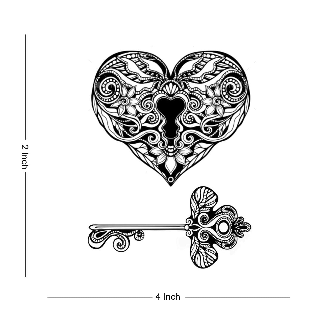 Lock Key Couple Body Tattoo Waterproof Male and Female Temporary Body Tattoo - Temporarytattoowala