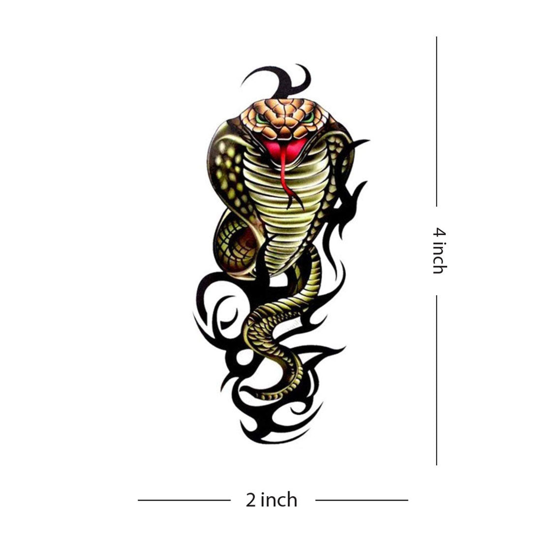 Cobra Snake with Tribal Temporary Waterproof Tattoo For Men And