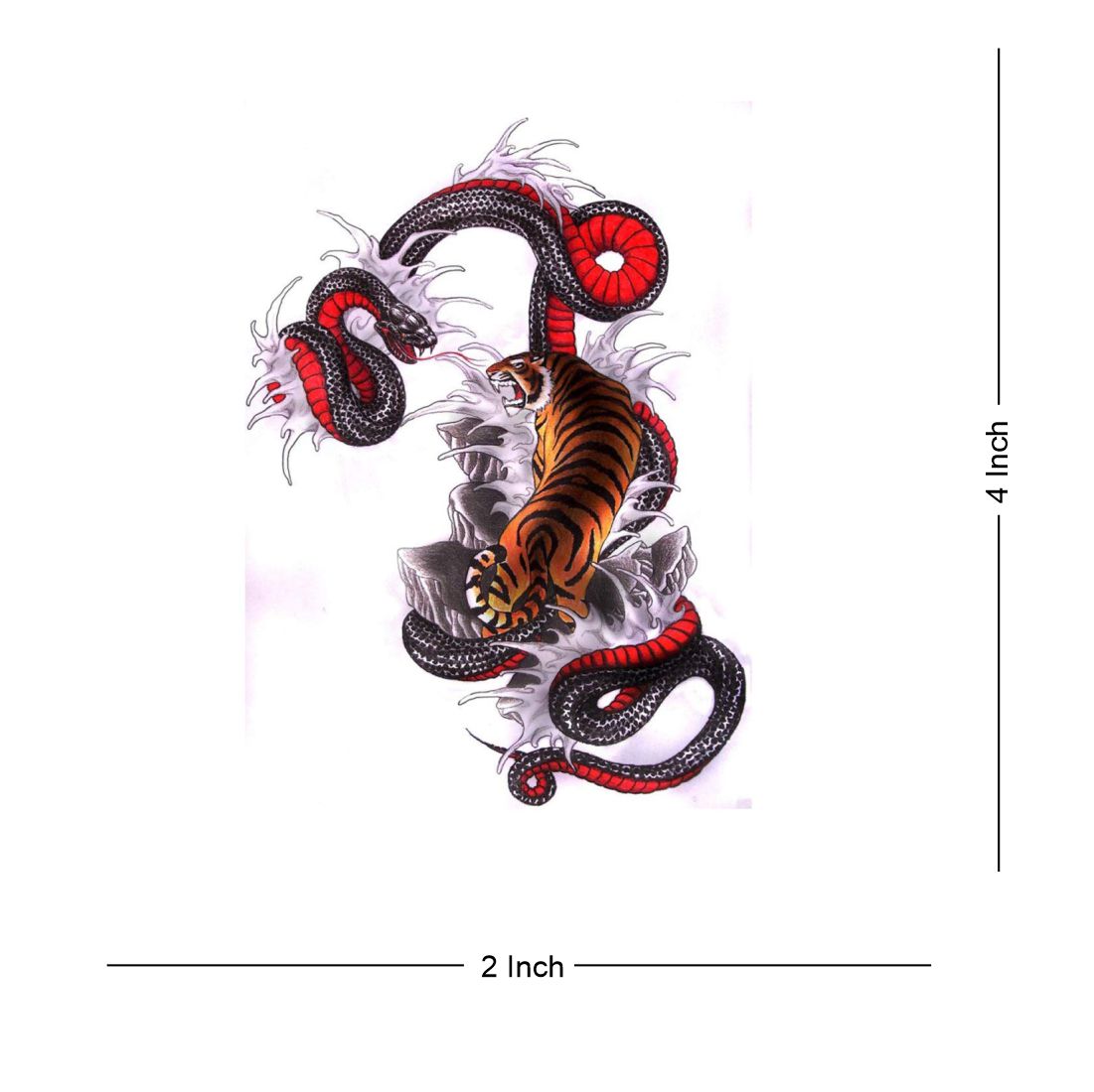 Cobra Dragon Snake Tiger Fight Tattoo Waterproof Male and Female Temporary Body Tattoo - Temporarytattoowala