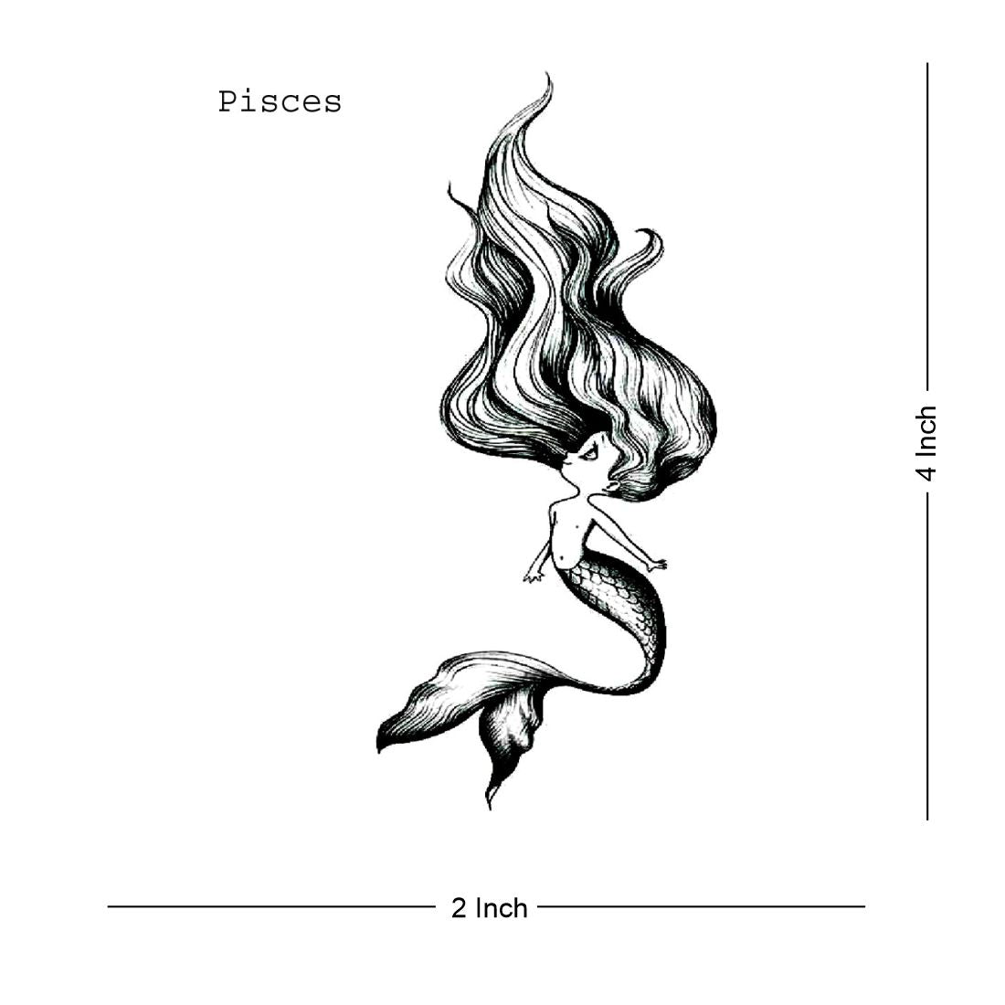 GODPOK Abstract Black Drawing Tattoo Sketch of Mermaid Pisces Vintage Style  Silhouette Ancient Rug Doormat Bath Mat 23.6x15.7 inch - Walmart.com