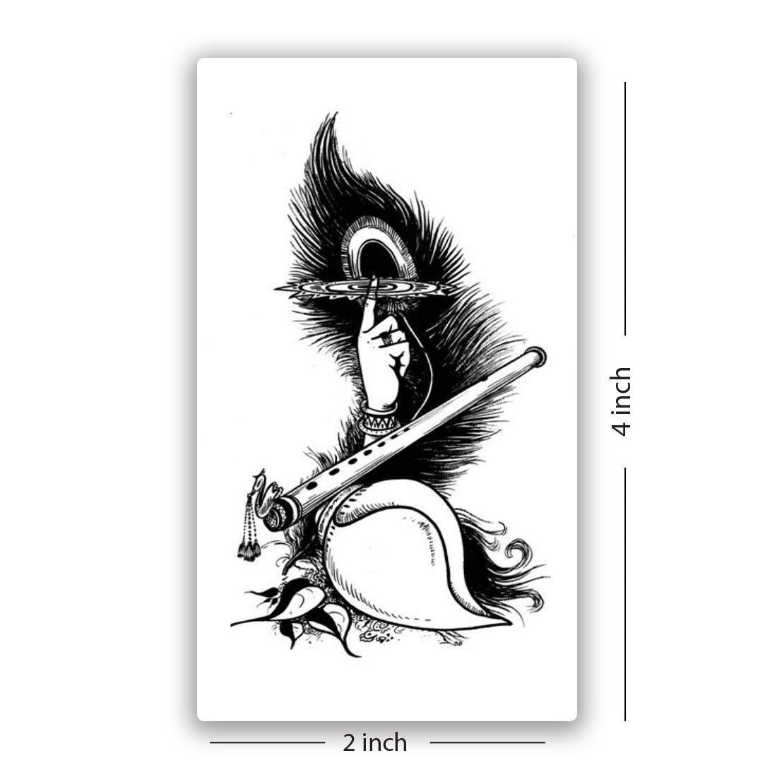 Temporary Tattoowala Flute with Shank Tattoo Waterproof Men and Women Temporary Body Tattoo Flute with Shank Tattoo