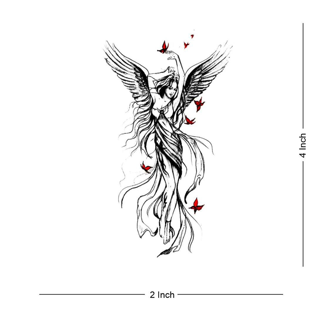 Angle with Butterfly Tattoo Temporary Body Waterproof Boy and Girl Tattoo - Temporarytattoowala