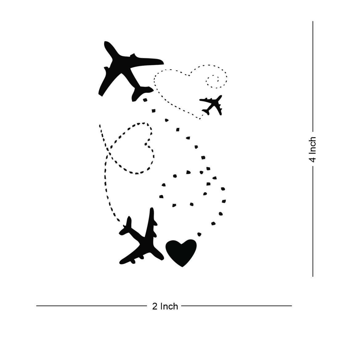 Flying Airplane Love Heart Temporary Body Tattoo Waterproof For Girls Men Women - Temporarytattoowala