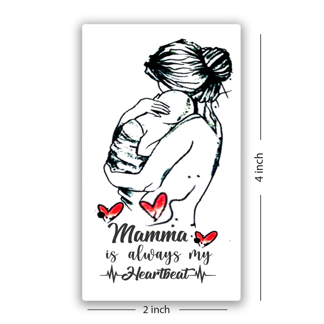 Temporary Tattoowala Mamma is always My Heart (Maa) Men and Women Waterproof Temporary Body Tattoo
