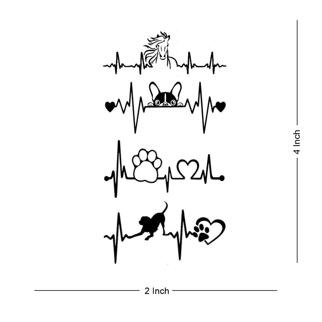 Temporary Tattoowala Animals Heart Beat Foot Print Temporary Tattoo Waterproof For Girls Men Women
